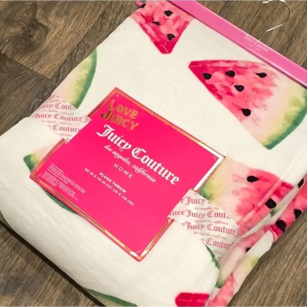 Juicy Couture Logo Watermelon Plush‎ Throw Blanket
